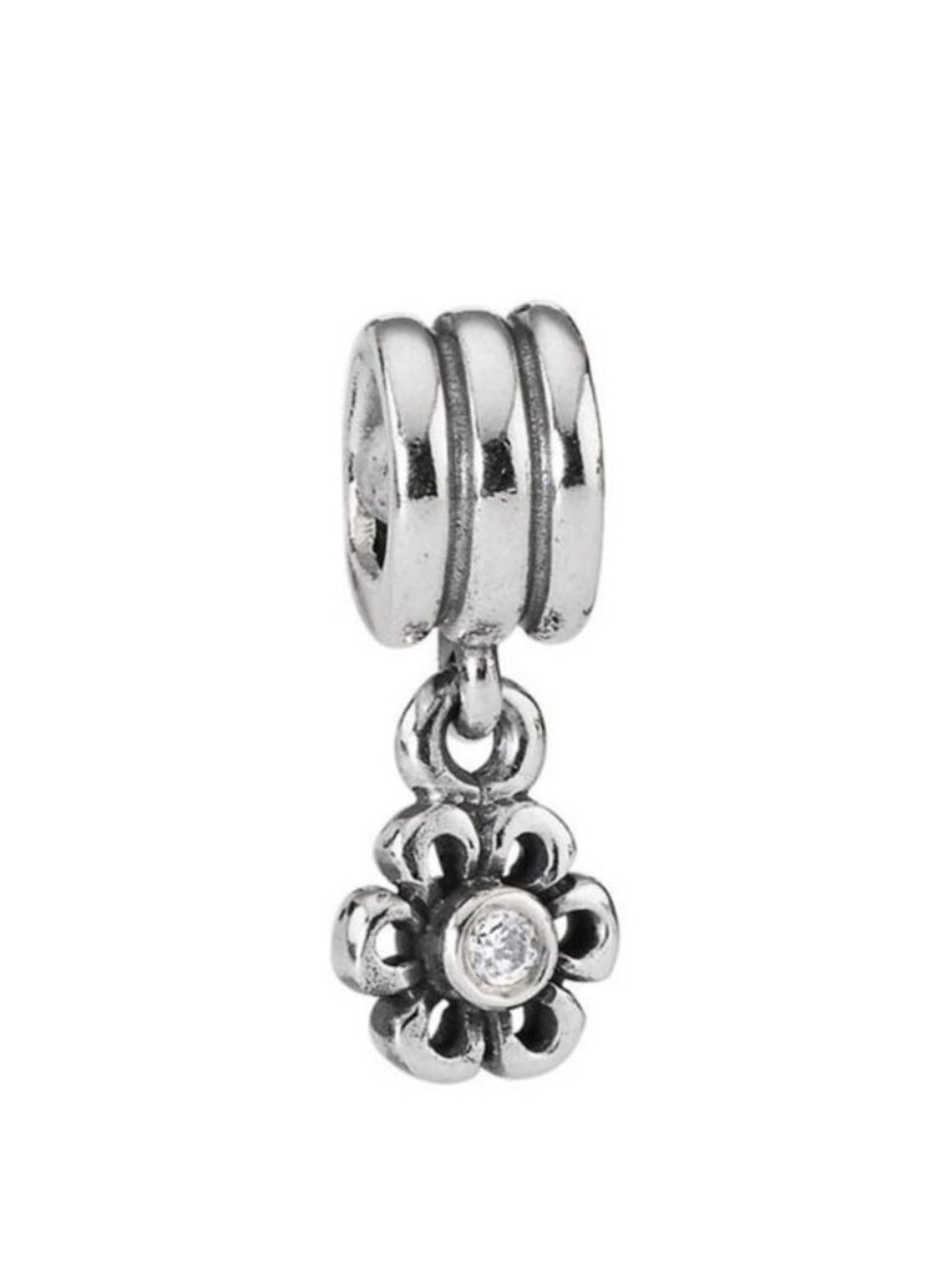 Pandora Retired Sterling Silver Daisy Dangle with Clear Zirconia - 790196CZ